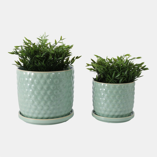 Sagebrook Home S/2 6/8" Bubble Planter W/ Saucer Sage Green Wishlist Create New