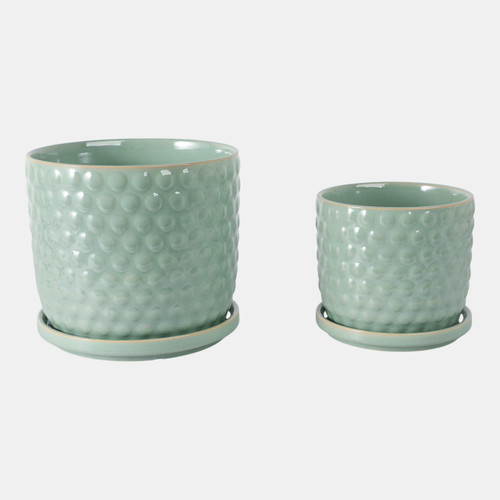 Sagebrook Home S/2 6/8" Bubble Planter W/ Saucer Sage Green Wishlist Create New