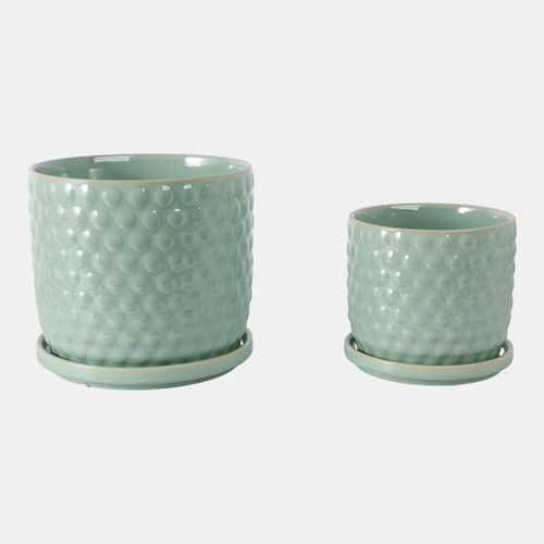 Sagebrook Home S/2 6/8" Bubble Planter W/ Saucer Sage Green Wishlist Create New
