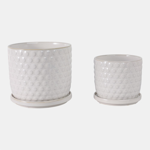 Sagebrook Home S/2 6/8" Bubble Planter W/ Saucer White Wishlist Create New