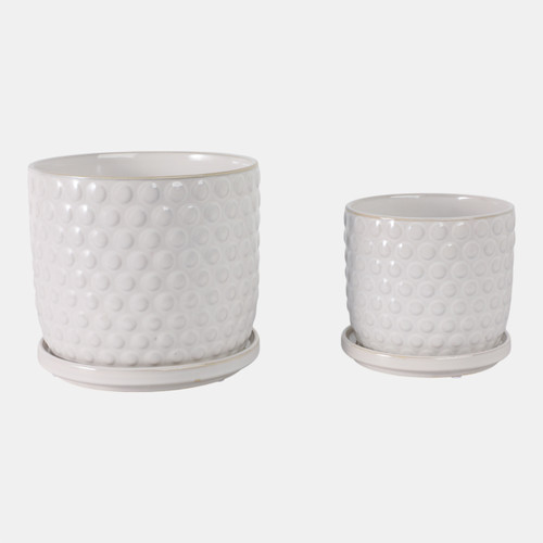 Sagebrook Home S/2 6/8" Bubble Planter W/ Saucer White Wishlist Create New