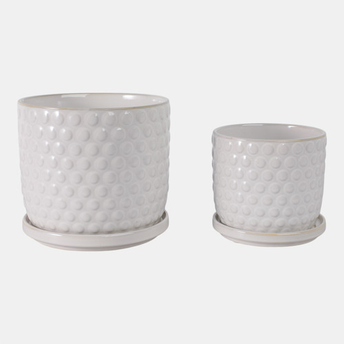 sagebrook home S/2 6/8" Bubble Planter W/ Saucer White Wishlist Create New