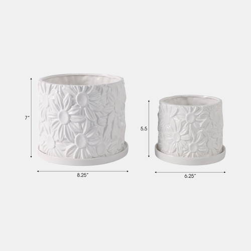 Sagebrook Home S/2 6/8" Daisy Flower Planter White Wishlist Create New