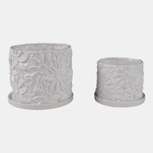 sagebrook home S/2 6/8" Daisy Flower Planter White Wishlist Create New