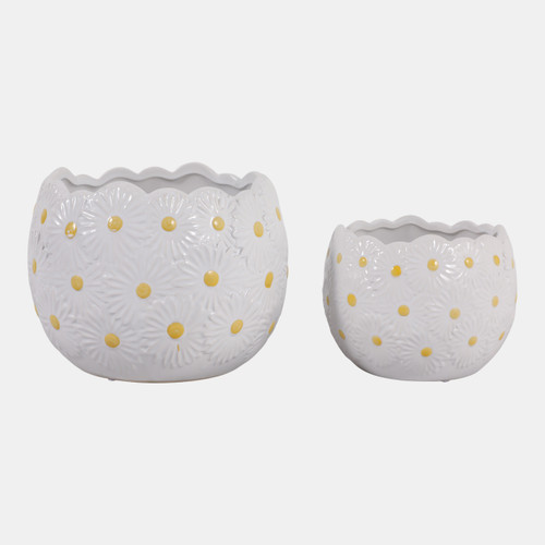 sagebrook home S/2 6/8" Daisy Planters White Wishlist Create New