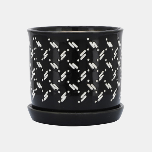 Sagebrook Home S/2 6/8" Dots Planter W/ Saucer Black Wishlist Create New