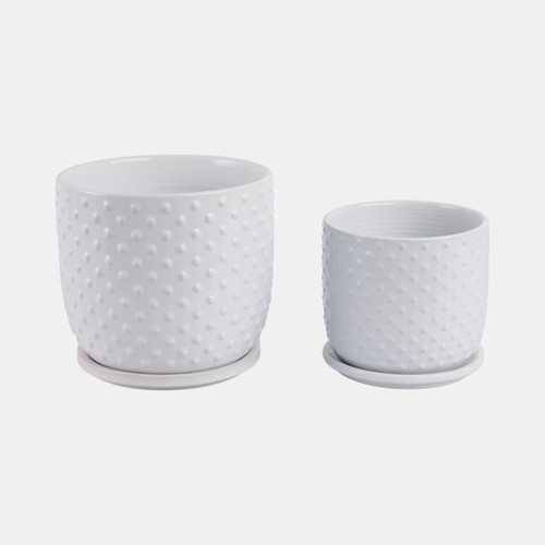 Sagebrook Home S/2 6/8" Dotted Planter W/ Saucer White Wishlist Create New