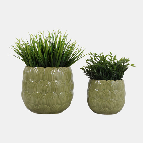 Sagebrook Home S/2 6/8" Flower Petal Planters Green Wishlist Create New