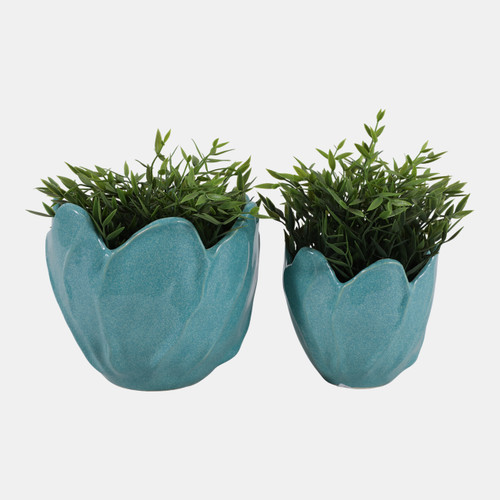 Sagebrook Home S/2 6/8" Flower Shaped Planters Blue Wishlist Create New