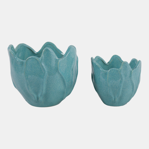 Sagebrook Home S/2 6/8" Flower Shaped Planters Blue Wishlist Create New