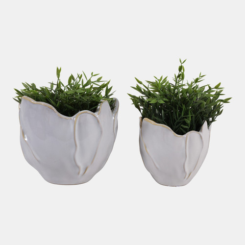 Sagebrook Home S/2 6/8" Flower Shaped Planters Ivory Wishlist Create New