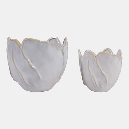 Sagebrook Home S/2 6/8" Flower Shaped Planters Ivory Wishlist Create New