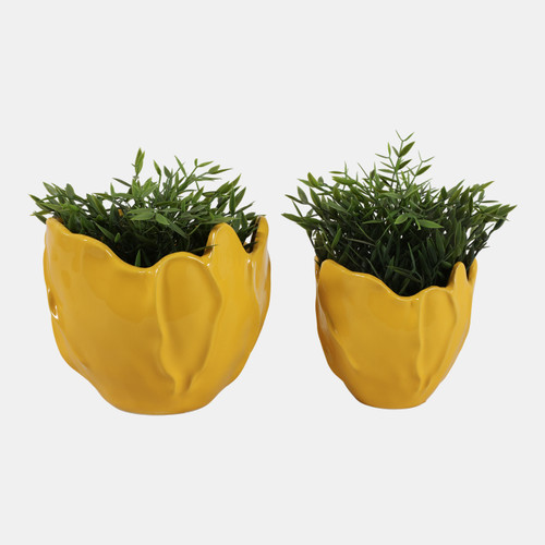 Sagebrook Home S/2 6/8" Flower Shaped Planters Yellow Wishlist Create New