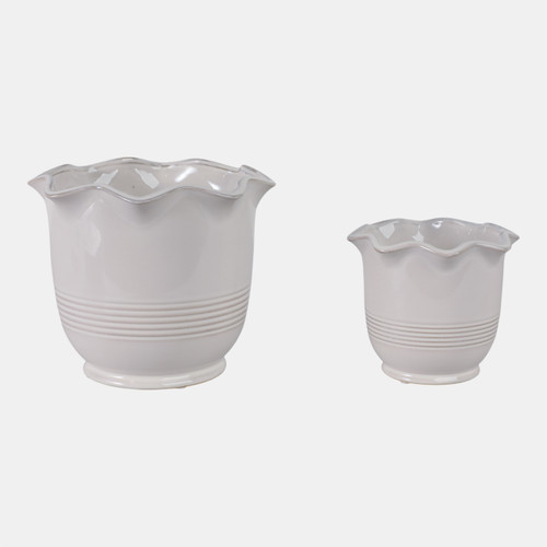 Sagebrook Home S/2 6/8" Fluted Planters Ivory Wishlist Create New
