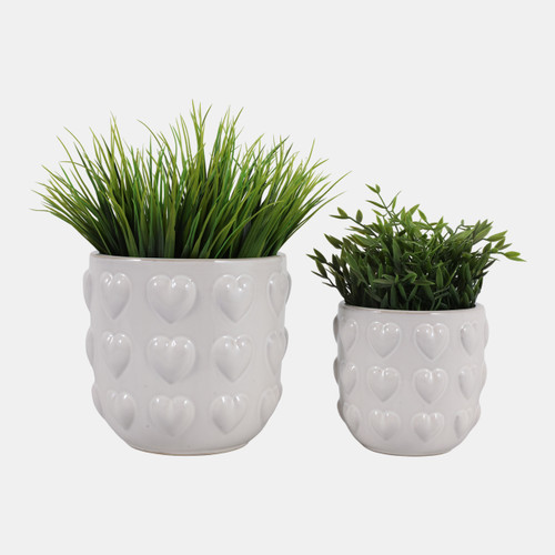 Sagebrook Home S/2 6/8" Hearts Planters Ivory Wishlist Create New