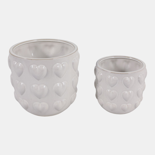 Sagebrook Home S/2 6/8" Hearts Planters Ivory Wishlist Create New