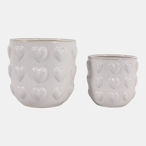 Sagebrook Home S/2 6/8" Hearts Planters Ivory Wishlist Create New