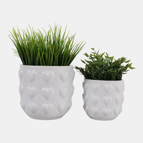 Sagebrook Home S/2 6/8" Hearts Planters White Wishlist Create New