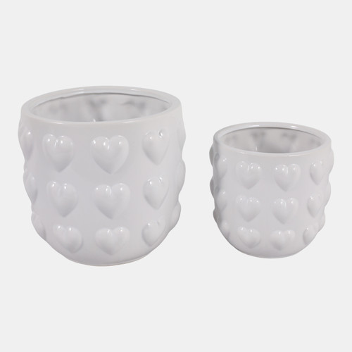 Sagebrook Home S/2 6/8" Hearts Planters White Wishlist Create New