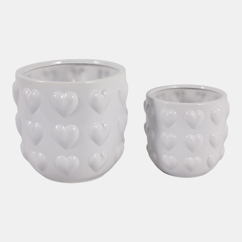 Sagebrook Home S/2 6/8" Hearts Planters White Wishlist Create New