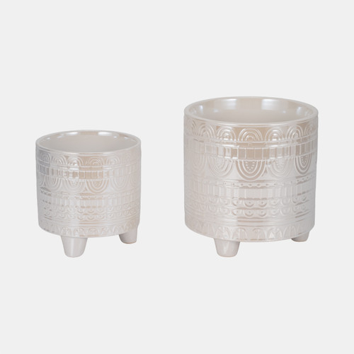 Sagebrook Home S/2 6/8" Iridescent Boheme Footed Planters Ivory Wishlist Create New