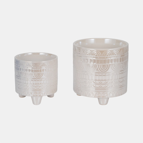 Sagebrook Home S/2 6/8" Iridescent Boheme Footed Planters Ivory Wishlist Create New