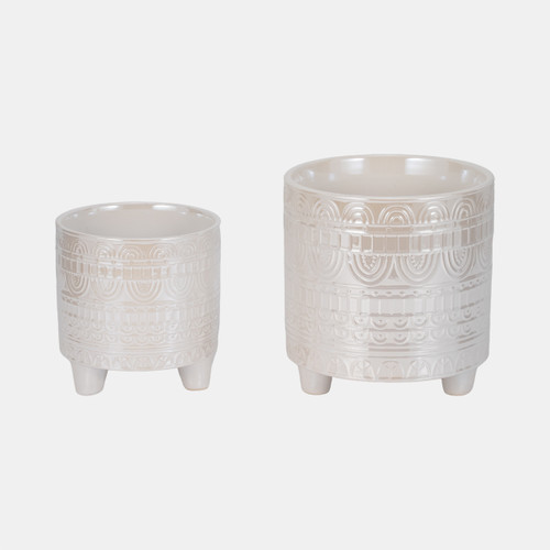 sagebrook home S/2 6/8" Iridescent Boheme Footed Planters Ivory Wishlist Create New