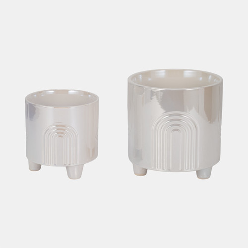 Sagebrook Home S/2 6/8" Iridescent Bravais Footed Planters Ivory Wishlist Create New
