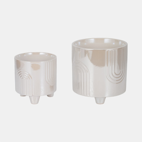 sagebrook home S/2 6/8" Iridescent Bravais Footed Planters Ivory Wishlist Create New