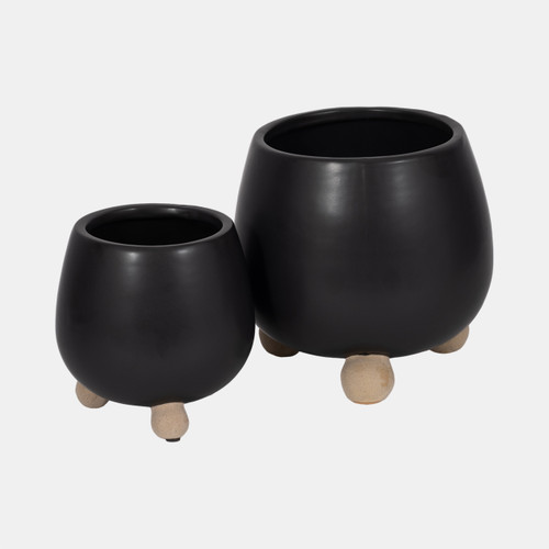 Sagebrook Home S/2 6/8" Knobby Feet Planters Black Wishlist Create New