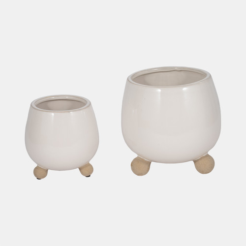 sagebrook home S/2 6/8" Knobby Feet Planters Cream Wishlist Create New