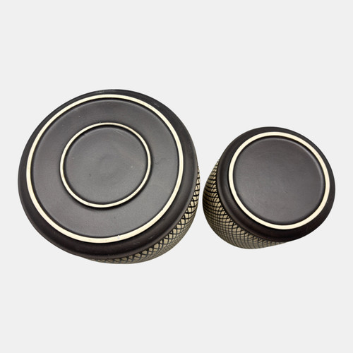 Sagebrook Home S/2 6/8" Mesh Look Saucer Planters Tan/black Wishlist Create New