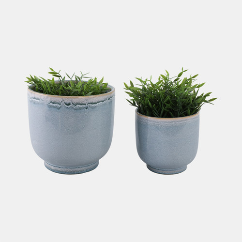 Sagebrook Home S/2 6/8" Reactive Glazed Planters Blue Wishlist Create New