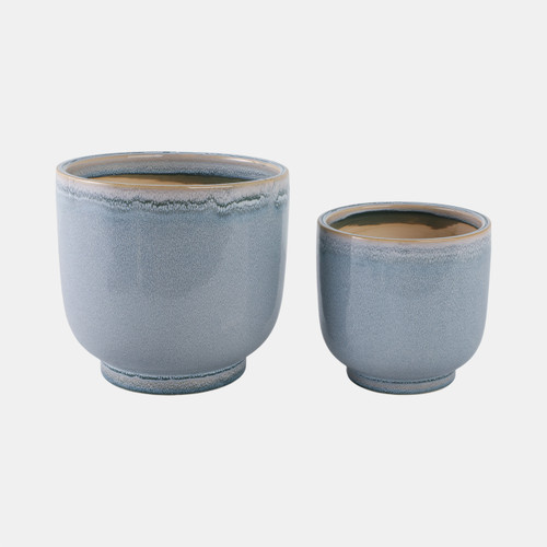 Sagebrook Home S/2 6/8" Reactive Glazed Planters Blue Wishlist Create New
