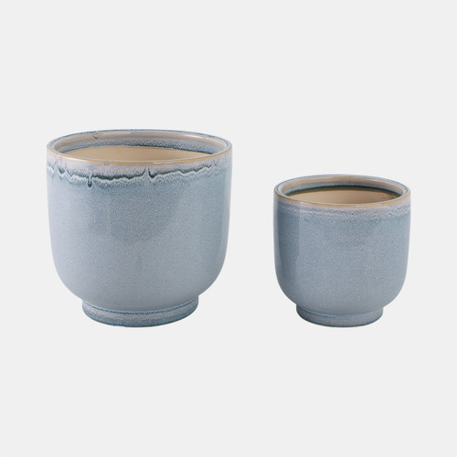 sagebrook home S/2 6/8" Reactive Glazed Planters Blue Wishlist Create New