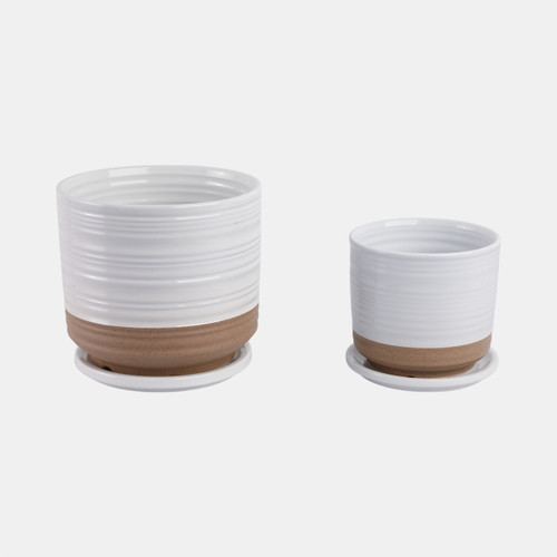 Sagebrook Home S/2 6/8" Ribbed Planter Saucer White/tan Wishlist Create New