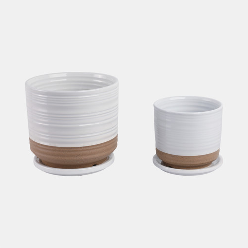 Sagebrook Home S/2 6/8" Ribbed Planter Saucer White/tan Wishlist Create New