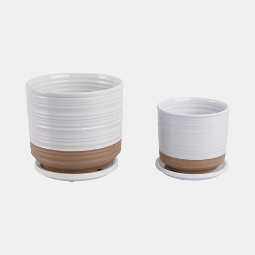 sagebrook home S/2 6/8" Ribbed Planter Saucer White/tan Wishlist Create New