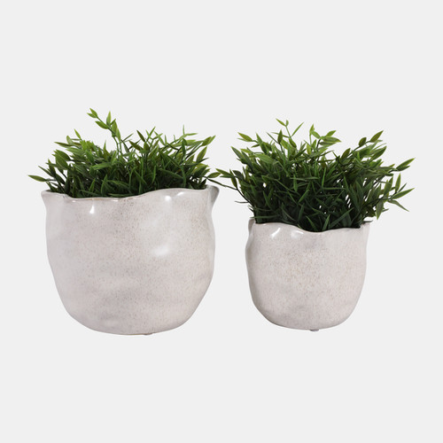 Sagebrook Home S/2 6/8" Round Wavy Edge Planters Ivory Wishlist Create New