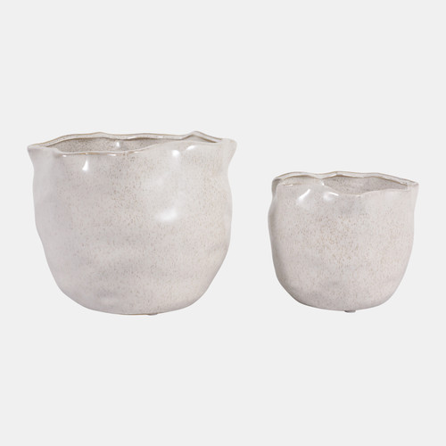 Sagebrook Home S/2 6/8" Round Wavy Edge Planters Ivory Wishlist Create New