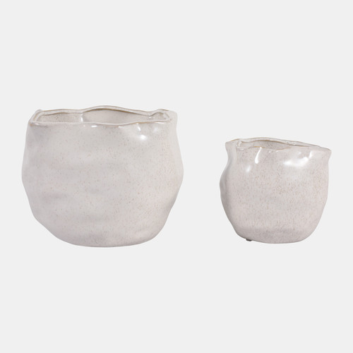 Sagebrook Home S/2 6/8" Round Wavy Edge Planters Ivory Wishlist Create New