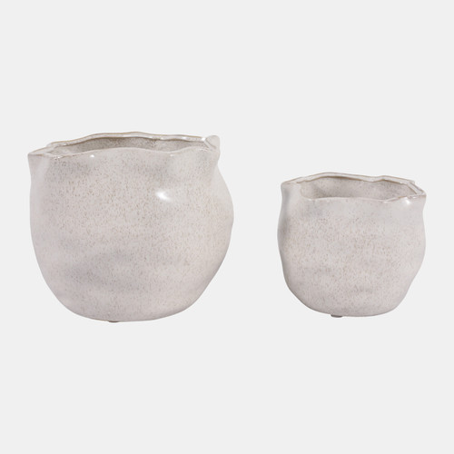 sagebrook home S/2 6/8" Round Wavy Edge Planters Ivory Wishlist Create New