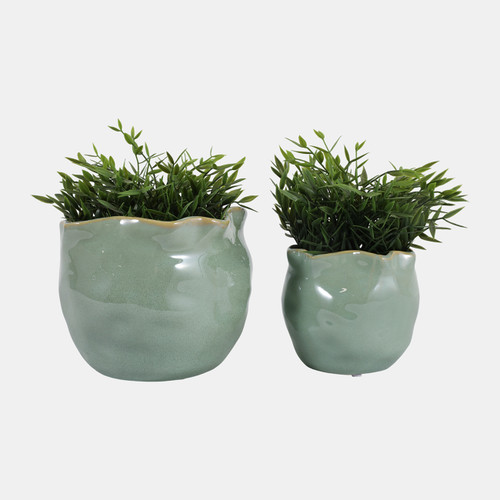Sagebrook Home S/2 6/8" Round Wavy Edge Planters Sage Green Wishlist Create New
