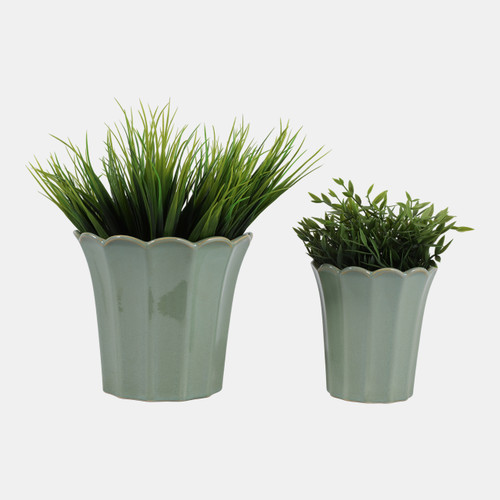 Sagebrook Home S/2 6/8" Scallop Edge Planters Green Wishlist Create New