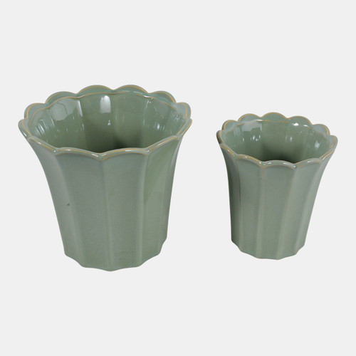 Sagebrook Home S/2 6/8" Scallop Edge Planters Green Wishlist Create New