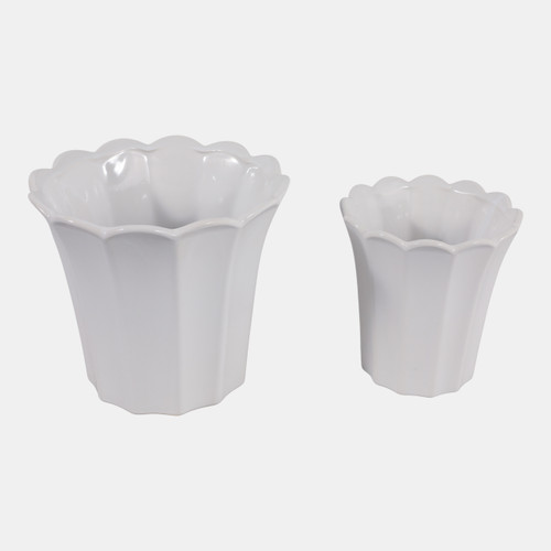 Sagebrook Home S/2 6/8" Scallop Edge Planters White Wishlist Create New