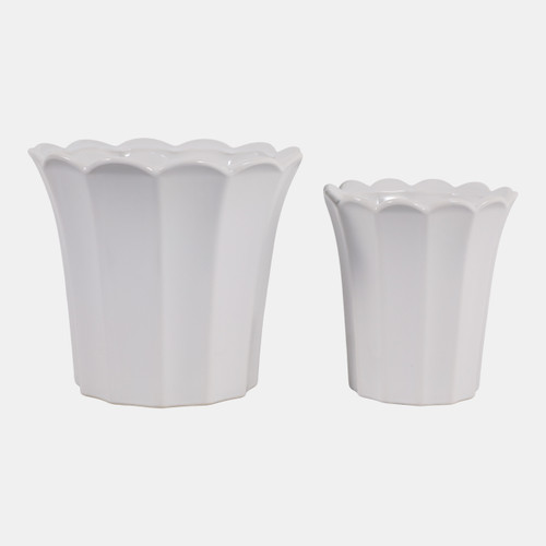 sagebrook home S/2 6/8" Scallop Edge Planters White Wishlist Create New