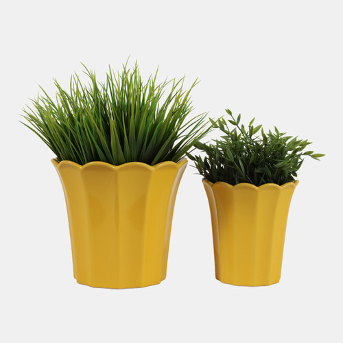 Sagebrook Home S/2 6/8" Scallop Edge Planters Yellow Wishlist Create New