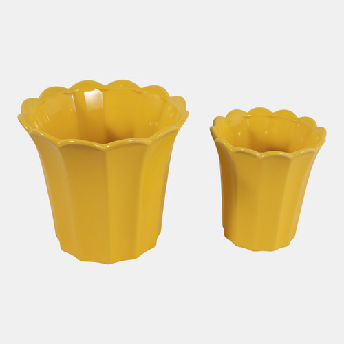 Sagebrook Home S/2 6/8" Scallop Edge Planters Yellow Wishlist Create New