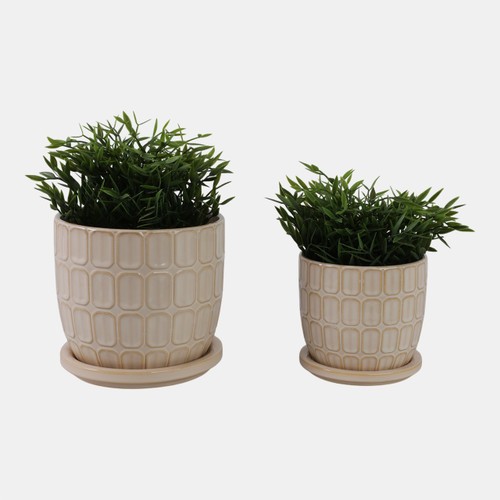 Sagebrook Home S/2 6/8" Squoval Design Saucer Planters Ivory Wishlist Create New